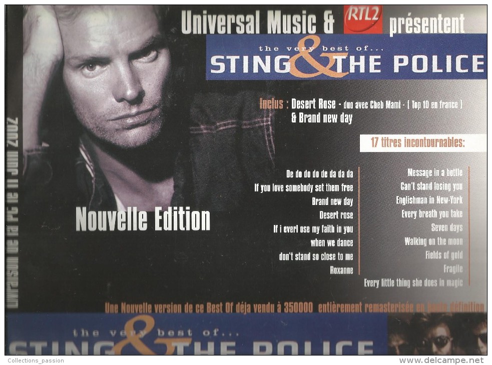 Publicité , Pour Revendeur , Musique , STING & THE POLICE , 2002 , 29.5 X 24 , 2 Scans , Frais Fr : 1.50€ - Autres & Non Classés