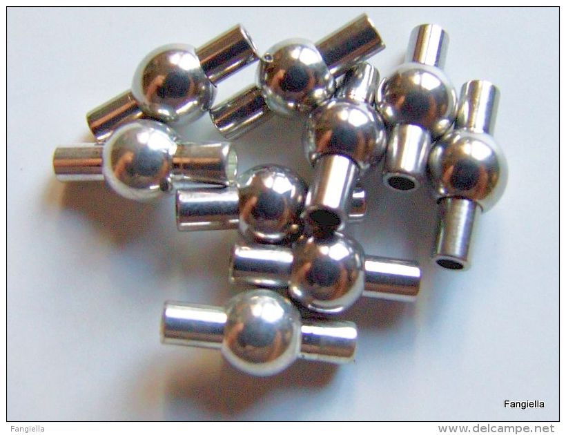 1 Fermoir Aimanté Métal Argenté Sur Laiton Environ 13x6mm Trou 2mm  Fermoir Magnétique Pour Cordon De Cuir De 2mm Ou Bun - Pearls