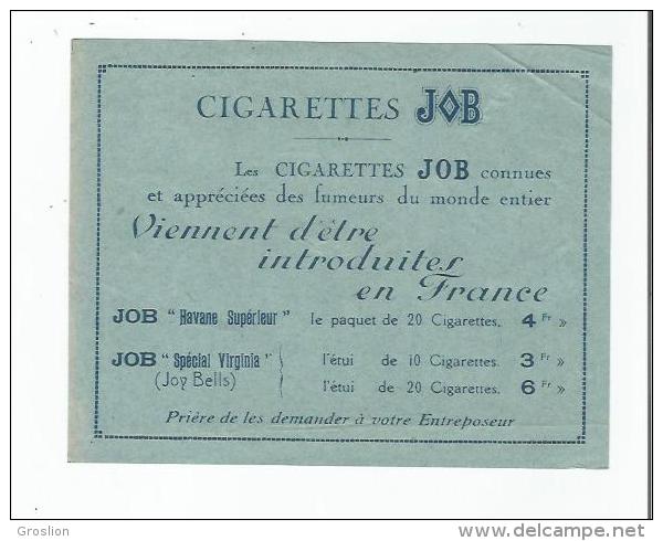 PAPIER PUBLICITAIRE CIGARETTES JOB - Autres & Non Classés