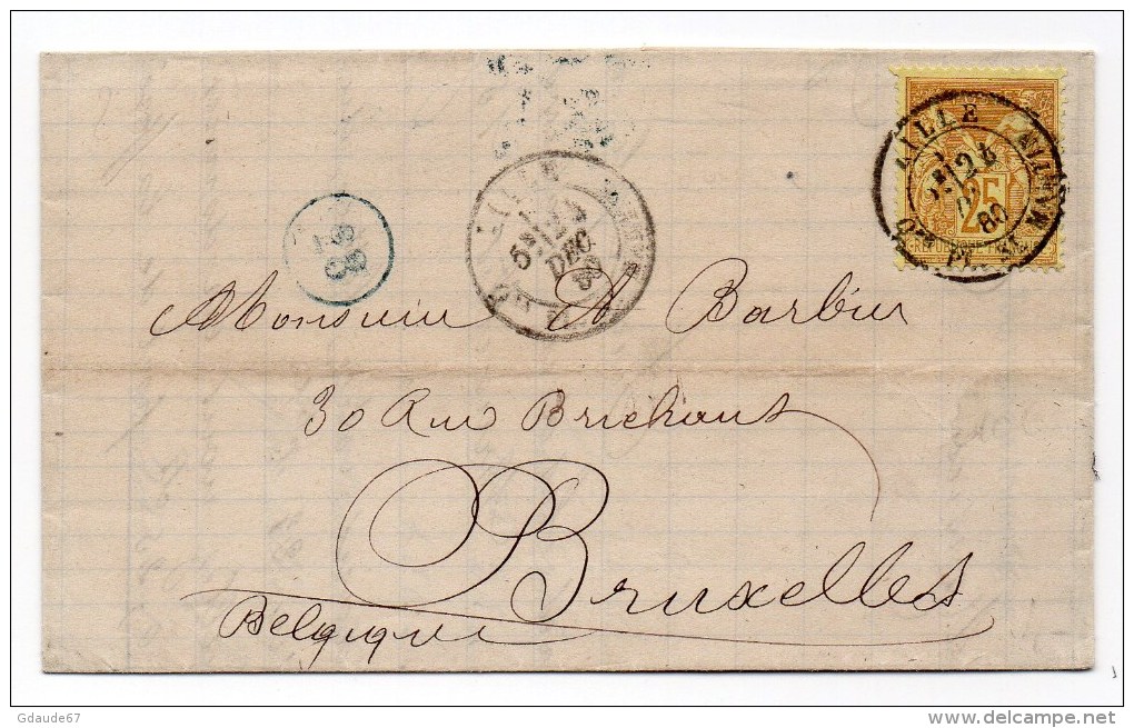 1880 - LETTRE COMMERCIALE De LILLE (NORD) Pour BRUXELLES - 1877-1920: Période Semi Moderne