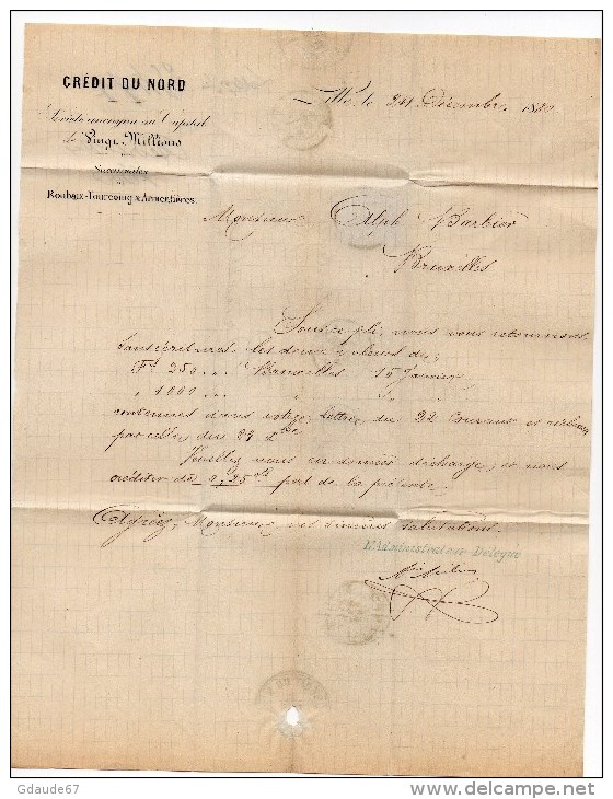 1880 - LETTRE COMMERCIALE De LILLE (NORD) Pour BRUXELLES - 1877-1920: Période Semi Moderne