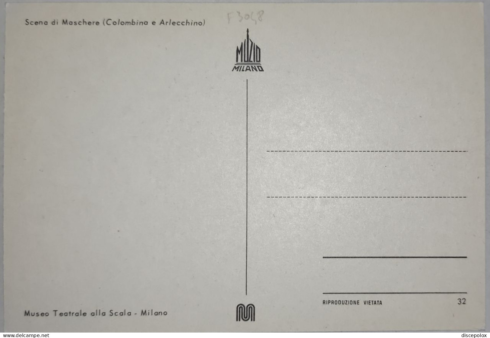F3048 Scena Di Maschere - Combina E Arlecchino - Milano Museo Teatrale Alla Scala - Dipinto Paint Peinture - Europe