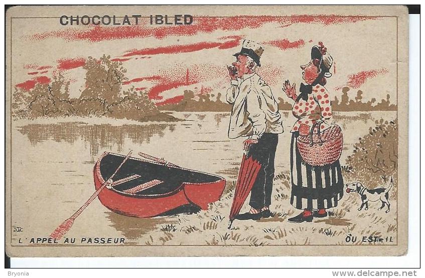 CHROMO-IMAGE - Chocolat IBLED -  " L'Appel Du Passeur  " Très Bon état Dorure Intacte - - Ibled