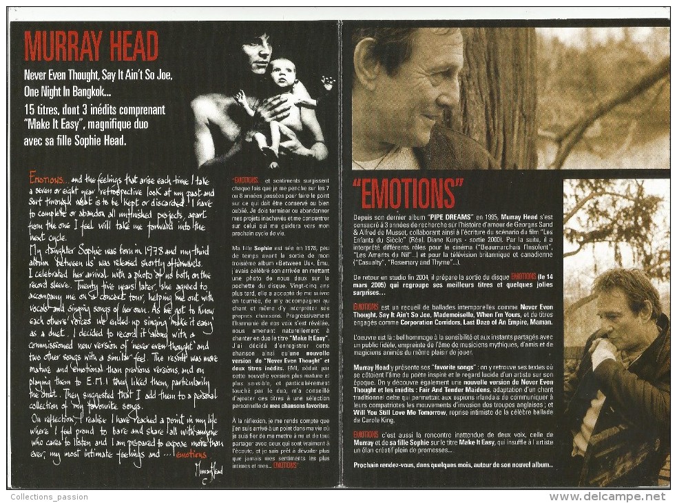 Publicité, Pour Revendeur,musique , MURRAY HEAD, 14.5 X 21 , Cd , 2 Scans , 4 Pages,  Frais Fr : 1.50€ - Otros & Sin Clasificación