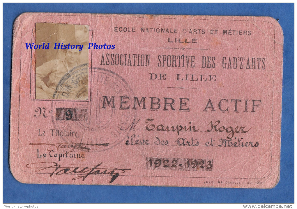 Carte Ancienne - LILLE - Association Sportive Des Gad'Z'Arts - RARE - Ecole Nationale D'Arts Et Métiers - 1922 - Hockey - Historical Documents