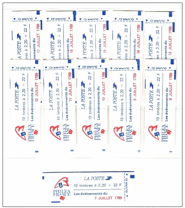 Carnet Bicentenaire Révolution YT N° 2376 C12A, Les Onze Carnets Neufs ** MNH. TB. A Saisir! - Autres & Non Classés