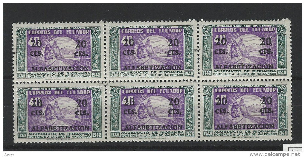 EC - 1950 - ALFABETIZACION - AUFDRUCK - BLOCK OF 6  -MNH -POSTFRISCH - ** - ECUADOR - EQUATEUR - Ecuador