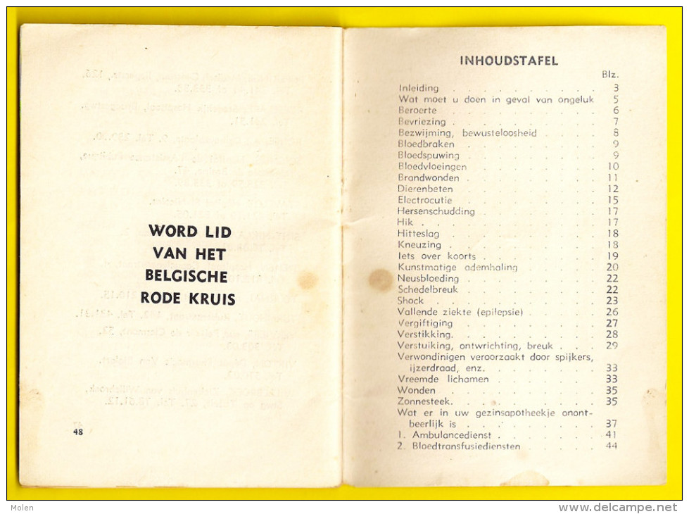 EERSTE HULP BIJ ONGELUKKEN 49blz Uitgave Van Het Belgische Rode Kruis * Croix Rouge EHBO 3442 - Antique