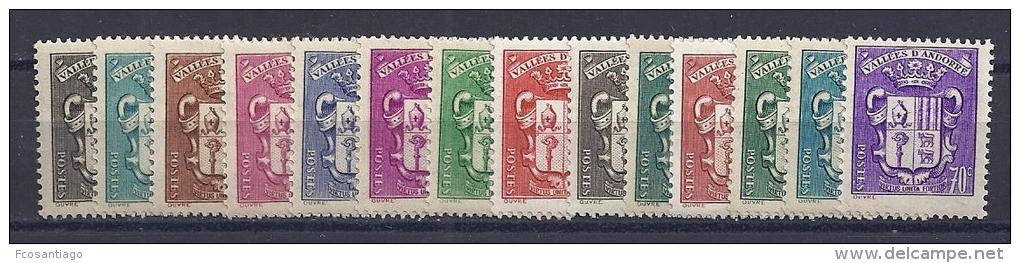 ANDORRA FRANCESA 1937/43 - Yvert #47/60 - MNH ** - Nuovi