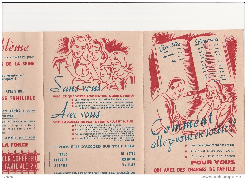 DEPLIANT DE 3 FEUILLETS SYNDICAT DE DEFENSE NATIONAL  DE VOTRE ASSOCIATION FAMILIALE -ANNEE 1945 - Non Classés