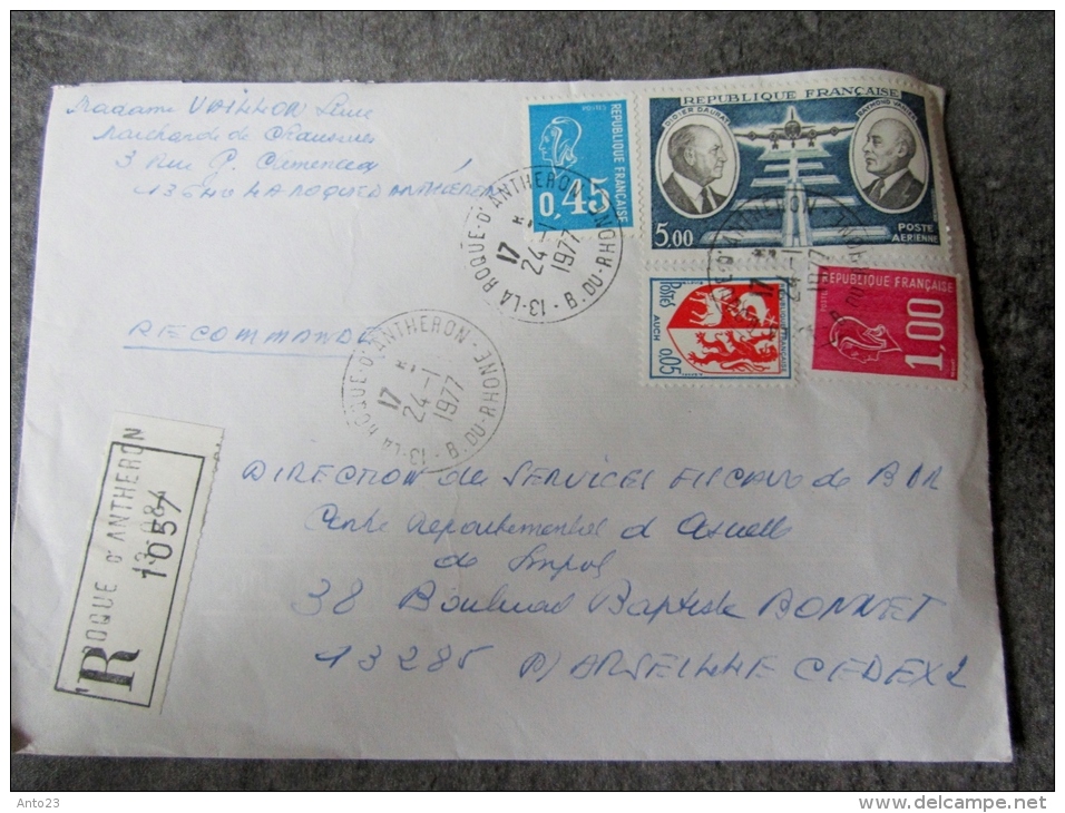 FRANCE - LETTRE - RECOMMANDE -ROQUE D ANTHERON  1977 - 1961-....