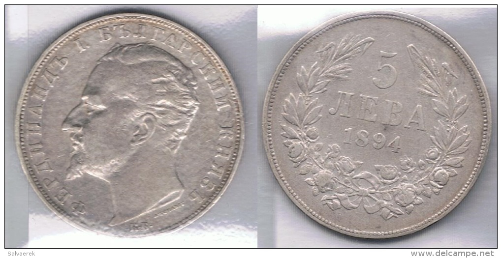 BULGARIA 5 LEBA 1894 PLATA SILVER Za BONITA - Bulgaria