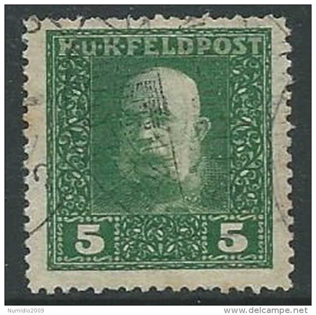 1915 AUSTRIA UNGHERIA USATO POSTA DA CAMPO EFFIGIE 5 H - G035 - Eastern Austria