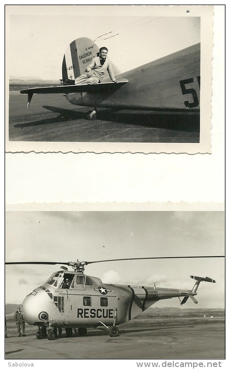 Base Aeronavale Agadir  2 Photos 8,5 Sur 5,5 Cm Avions Et Hélicoptère 1953 Selon Les Dates D´autres Photos - Altri & Non Classificati