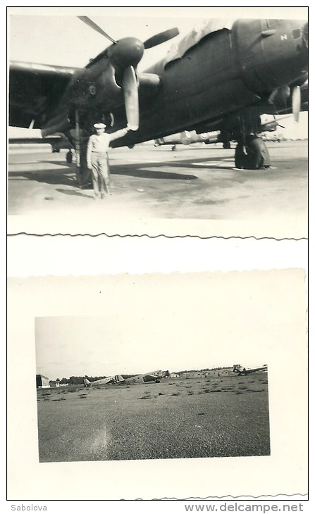 Base Aeronavale Agadir  2 Photos 8,5 Sur 5,5 Cm Avions 1953 Avec Sur 1 Photo 1er Novembre 1953 Lancaster - Altri & Non Classificati