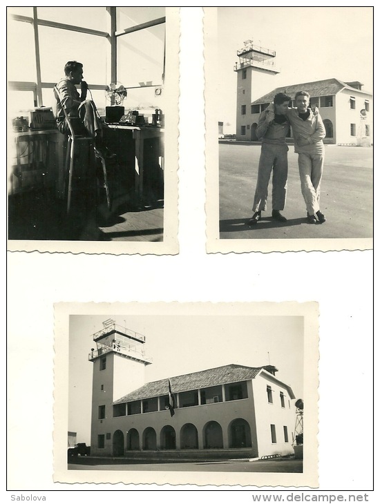 3 Photos 6 Cm Par 9 Base Aéronavale Agadir Avions Tour De Contrôle  1953 Selon D'autres Photos Militaria - Altri & Non Classificati