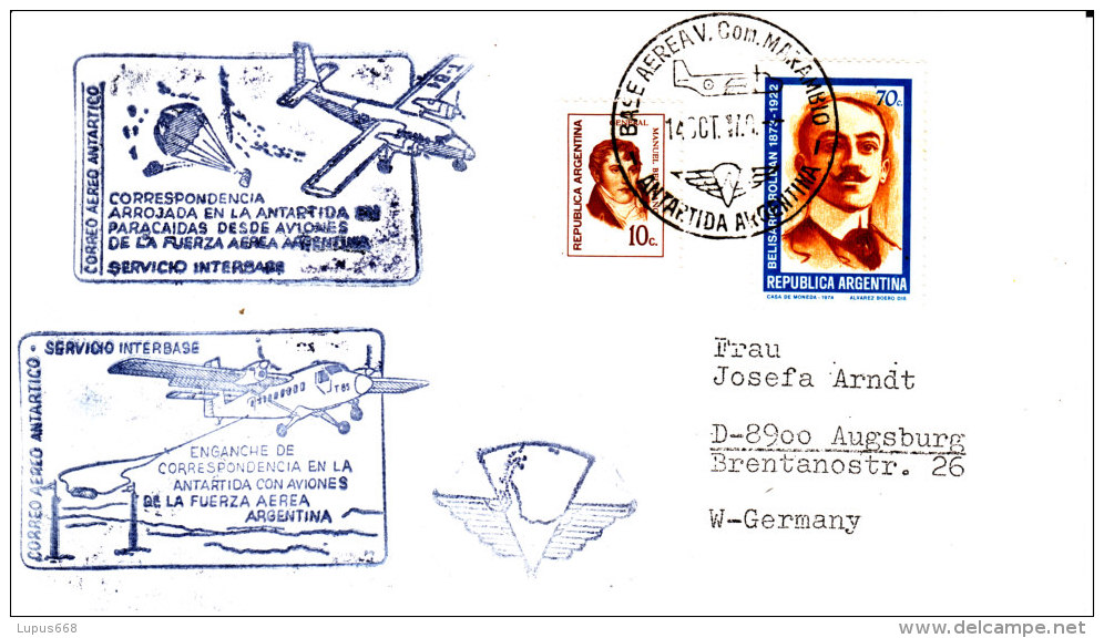 Argentinien 1979  Brief Mit 4 Schmuckstempeln Aus Der Antarktis In Die BRD - Polar Flights