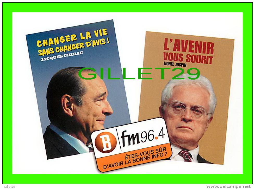 ADVERTISING - PUBLICITÉ - POSTE DE RADIO BFM 96.4 - JACQUES CHIRAC & LIONEL JOSPIN - - Reclame