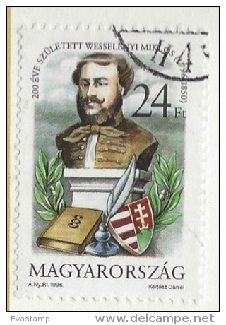 HUNGARY - 1996. Miklos Wesselényi,writer / 200th Birth Anniversary USED!!!  VIII.   Mi: 4418. - Usado