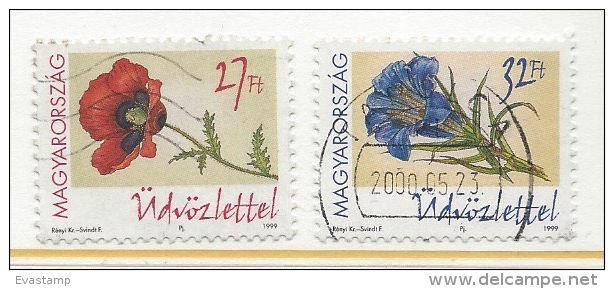 HUNGARY - 1999. Greetings/ Flowers/ Red Poppy  USED!!!  I.  Mi 4557-4558. - Usado