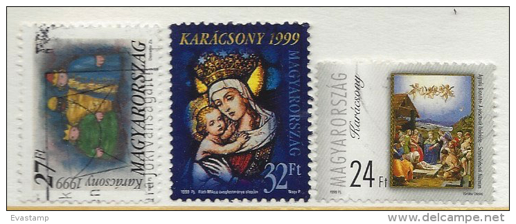 HUNGARY - 1999. Christmas I-II./ Magi / Madonna And Child - Stained Glass USED!!  I.  Mi 4566,4567-4568. - Oblitérés