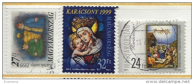 HUNGARY - 1999. Christmas I-II./ Magi / Madonna And Child - Stained Glass USED!!  II.  Mi 4566,4567-4568. - Usati