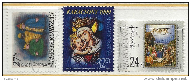 HUNGARY - 1999. Christmas I-II./ Magi / Madonna And Child - Stained Glass USED!!  IV.  Mi 4566,4567-4568. - Oblitérés