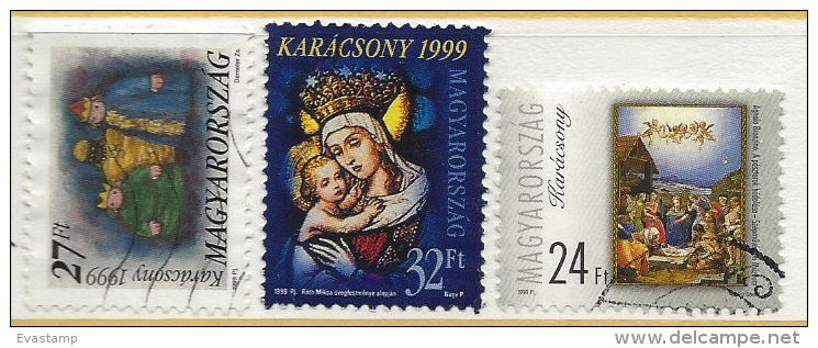 HUNGARY - 1999. Christmas I-II./ Magi / Madonna And Child - Stained Glass USED!!  V.  Mi 4566,4567-4568. - Oblitérés
