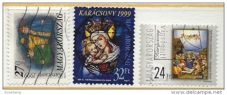 HUNGARY - 1999. Christmas I-II./ Magi / Madonna And Child - Stained Glass USED!!  VII.  Mi 4566,4567-4568. - Oblitérés