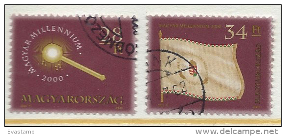 HUNGARY - 2000. Hungarian Millennium II./ Coronation Scepter / Millennium Flag  USED!!     I.  Mi 4579-4580. - Oblitérés