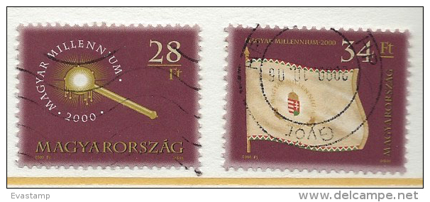 HUNGARY - 2000. Hungarian Millennium II./ Coronation Scepter / Millennium Flag  USED!!   VI.  Mi 4579-4580. - Oblitérés