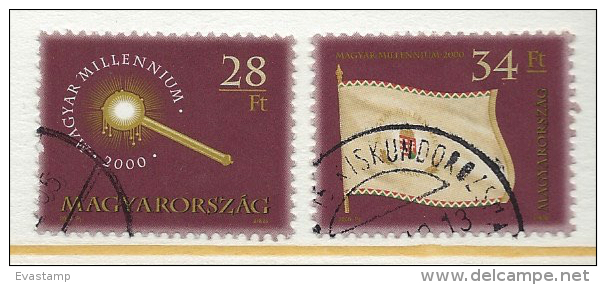 HUNGARY - 2000. Hungarian Millennium II./ Coronation Scepter / Millennium Flag  USED!!   VII.  Mi 4579-4580. - Oblitérés