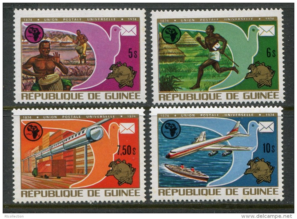 Guinea 1974 UPU Universal Postal Union UPAF Carrier Pigeon Mail Truck Organizations Stamps MNH SC 672-675 Michel 700-703 - UPU (Wereldpostunie)