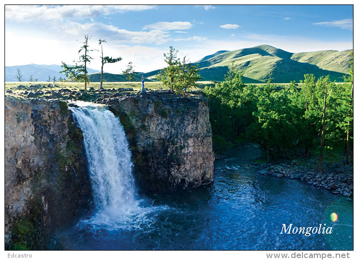 MONGOLIA POSTCARD Ulaan Tsutgalan Waterfall. Uvurkhangai - Mongolia