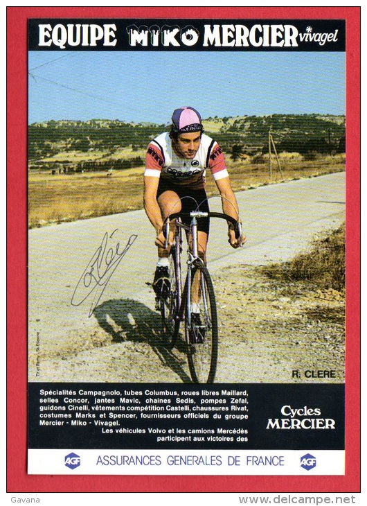 R. CLERE  - Autographe Manuscrit, Dédicace. 2 Scans - Equipe Miko MERCIER - Cyclisme