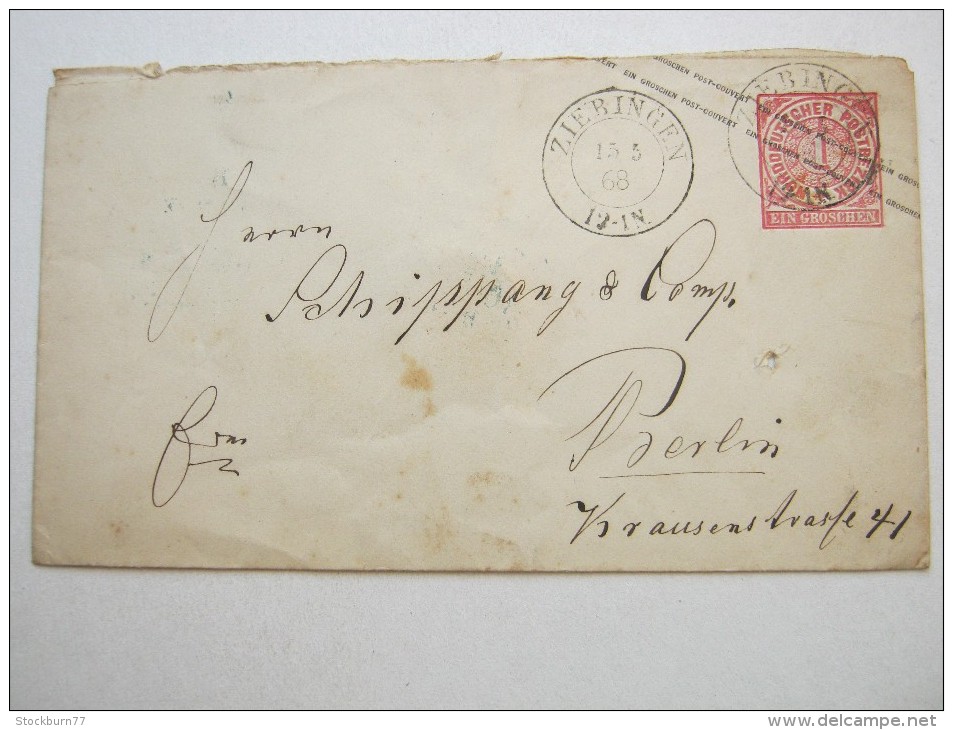 1868, ZIEBINGEN , Klarer Stempel Auf Brief - Enteros Postales