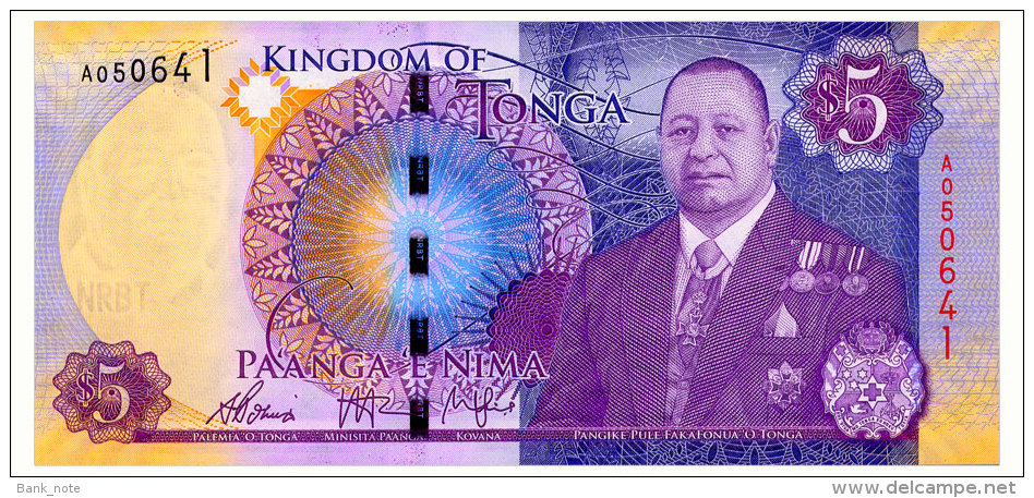 TONGA 5 PA'ANGA ND(2015) Pick 45 Unc - Tonga