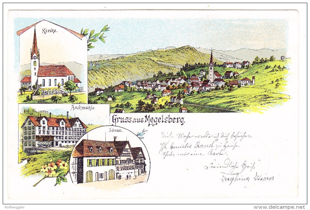 AK CH SG MOGELSBERG Gruss Aus Litho Ges. 6.9.1899 - Mogelsberg