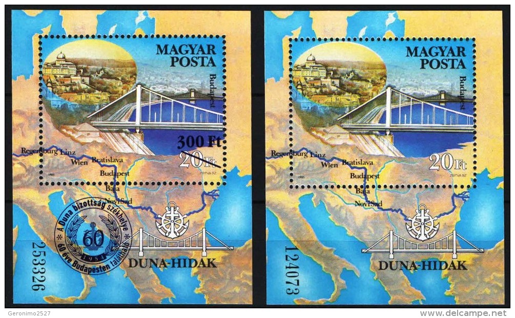 HUNGARY 2014 NATURE European Rivers DANUBE BRIDGE - Fine 2 S/S MNH - Unused Stamps