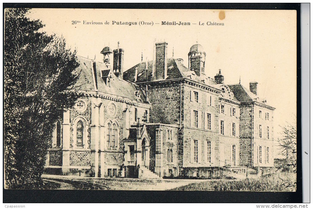 Environs De PUTANGES  - Orne -MENIL-JEAN -Le Chateau - écrite 1928  PAYPAL SANS FRAIS - Putanges