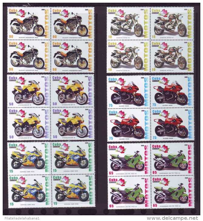 2009.49 CUBA 2009 COMPLETE SET MNH MOTOS. DUCATI. HONDA. GUSSI. KAWASAKI. CAGIVA. HYOSUNG. BLOCK 4. - Unused Stamps