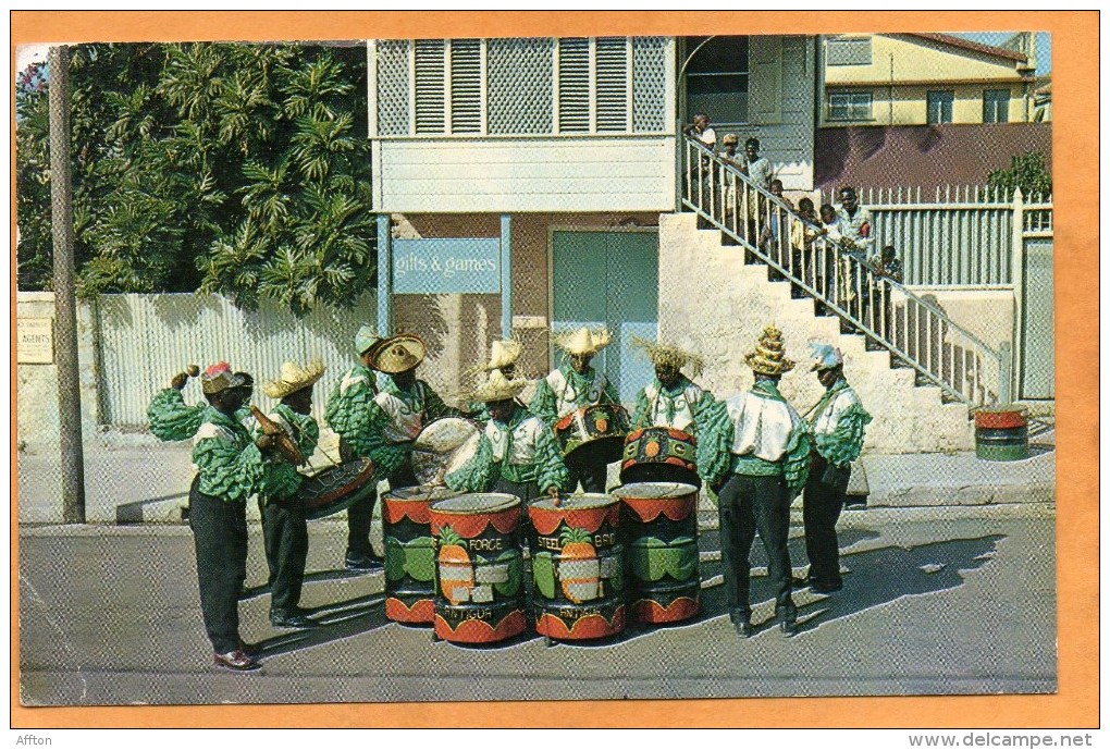 St Johns Antigua Brute Firce Steel Band Playing Old Postcard - Antigua Und Barbuda