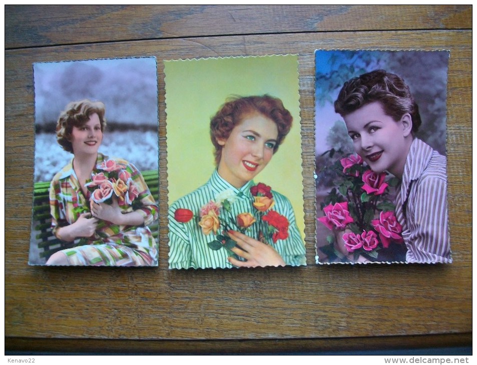 3 Cartes De Silhouettes Ou Portraits De Femmes - Silhouettes