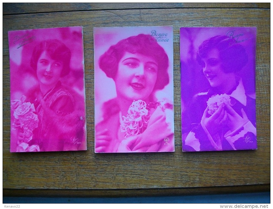 3 Cartes De Silhouettes Ou Portraits De Femmes - Silueta