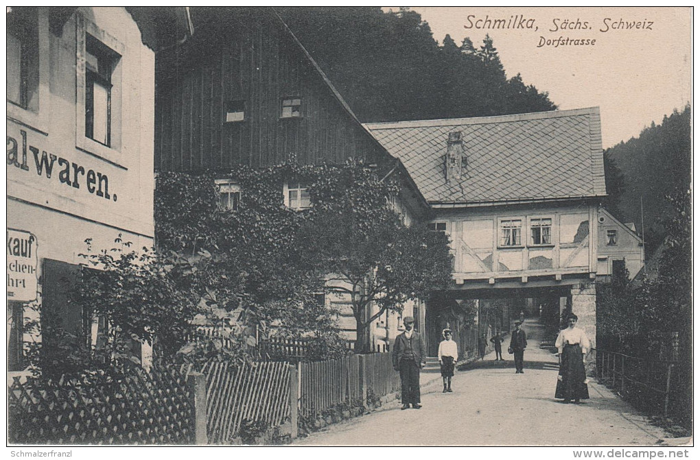 AK Sächsische Schweiz Schmilka Dorfstrasse Gasthof Mühle Bei Schöna Krippen Schandau Pirna Herrnskretschen Tetschen - Schmilka