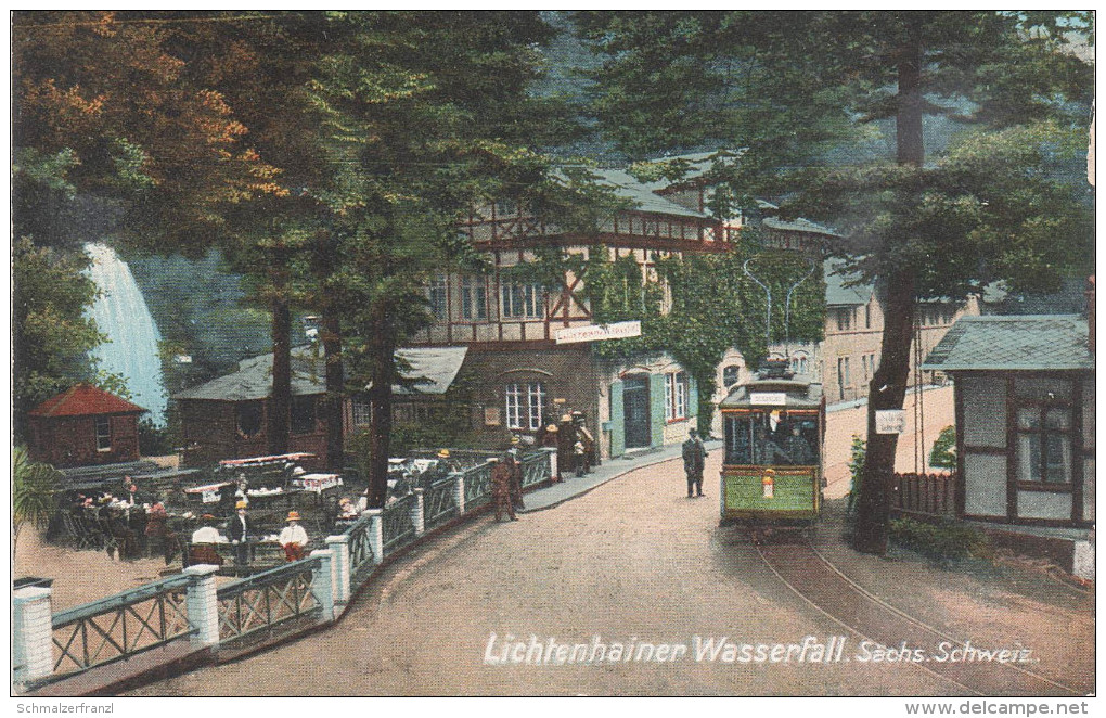 AK Kirnitzschtal Gasthof Lichtenhainer Wasserfall Kirnitzschtalbahn Strassenbahn Tram Bei Schandau Lichtenhain Altendorf - Kirnitzschtal