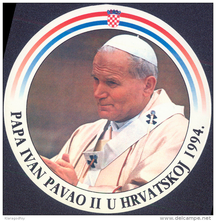 Pope John Paul II Visiting Croatia 1994 Sticker Bb150929 - Autocollants