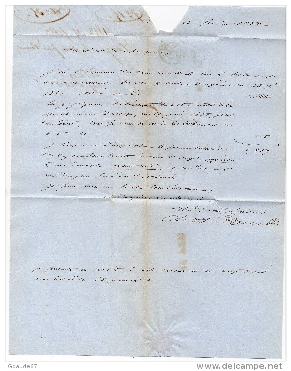 1852 - LETTRE De PARIS Pour GENES (ROYAUME SARDE) Avec MARQUE VIA DI BEAUVOISIN - 1849-1876: Période Classique