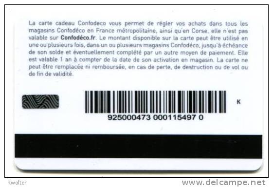 @+ Carte Cadeau - Gift Card : CONFO DECO. - Cartes De Fidélité Et Cadeau