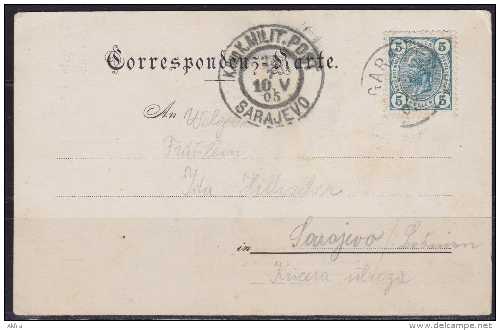 7506. Austria, 1905, K.u.k. Millitary Mail Sarajevo, Garsten, Postcard - Steyr